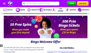 Current PlayOJO bingo lobby or welcome offer page