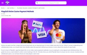 Current PlayOJO cashier showing real payment methods