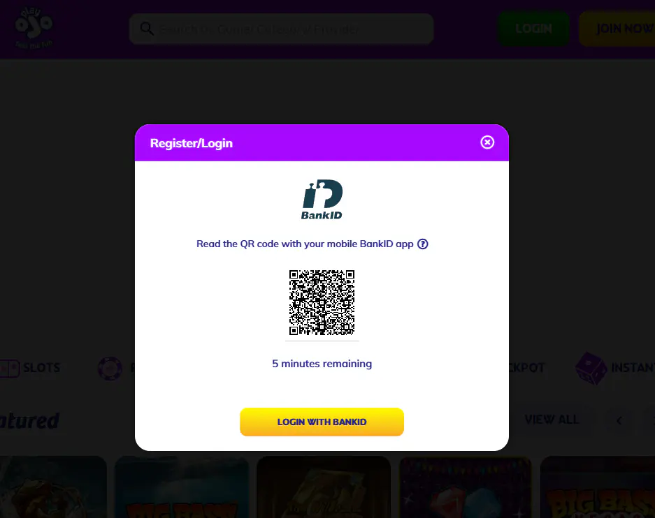 Current PlayOJO registration or account verification screen