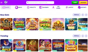 Current PlayOJO slots lobby showing real slot categories and providers