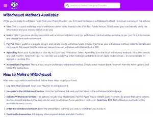 Current PlayOJO withdrawal guide or cashier withdrawal screen